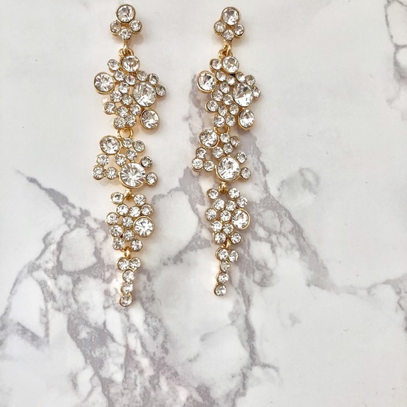 Long Crystal Drop Earrings - Picture 4 of 7